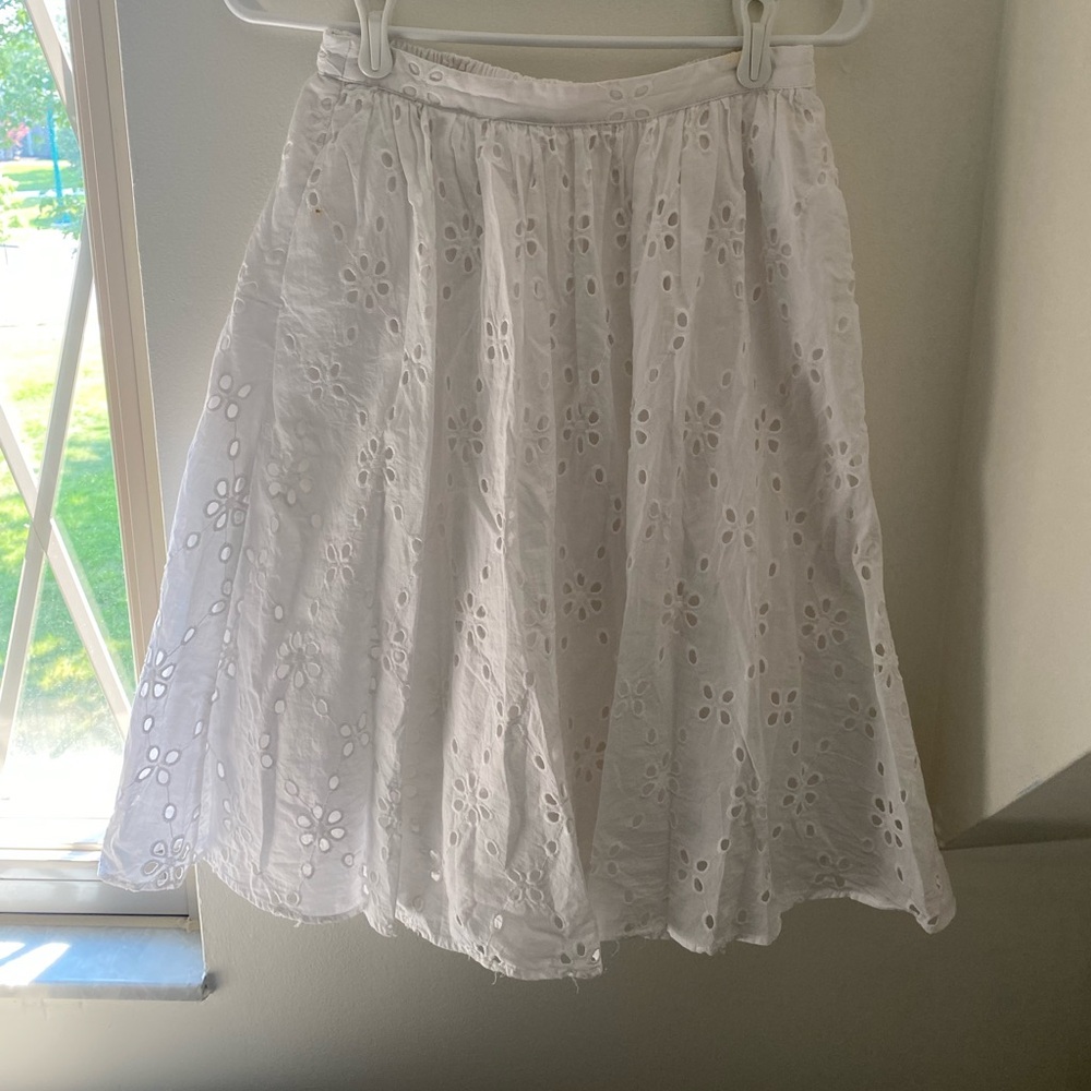 Jcrew XXS white lace midi akirt
